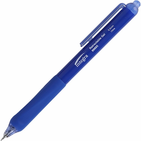 Integra Silent Retractable Gel Pens, 0.5 mm Point Size, Blue, PK12 ITA99695